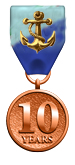 I0 year Anniversary Medal, with Fouled Anchor