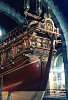 Dies ist das Heck der nachgebauten Galeere von Juan de Austria. Es war sein Flaggschiff bei der Schlacht von Lepanto. 
Zu sehen im Maritimen Museum...