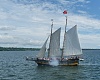 97813 Tall ships Lianas Ransom after firing cannon, seen from Peacemaker