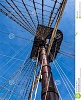 vintage sailing ship mast rigging historic viewed below against blue sky santissima trinidad ali