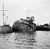 HMS Wellesley being salvaged in 1947